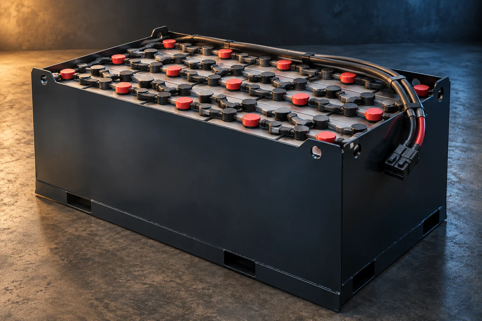 Industrial forklift traction battery illustration